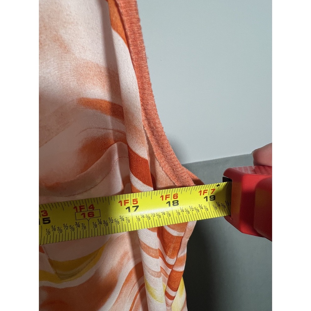 Simply Vera Vera Wang Women's L Orange Yellow Striped Sleeveless V-Neck Top - Picture 5 of 7